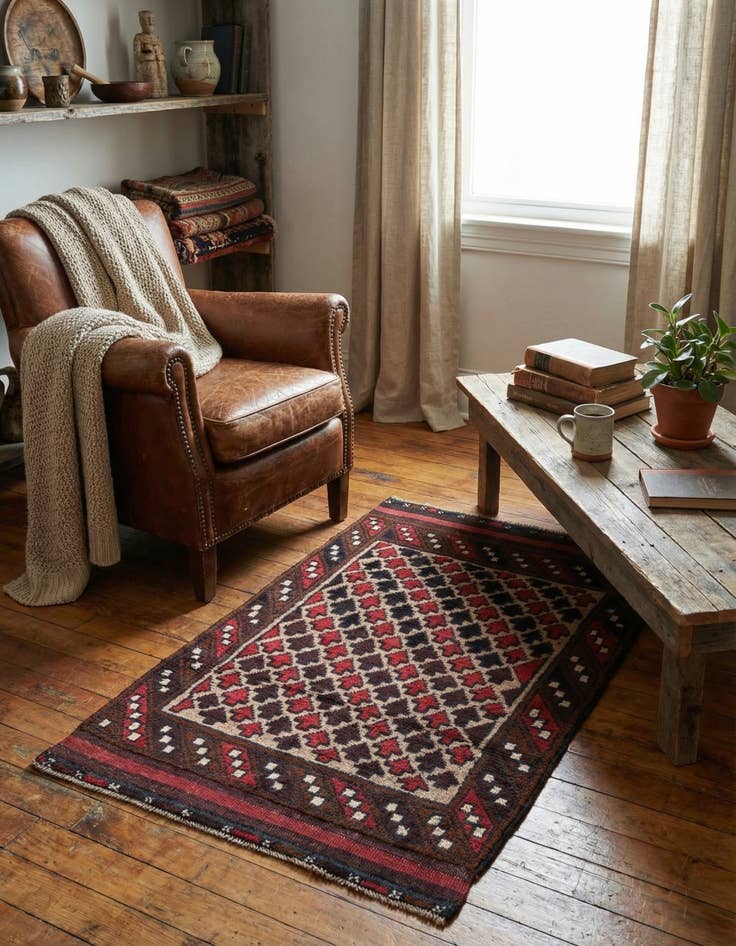 Detail image of 2' 9 x 4' 7  Hand Knotted Balouch Persian Wool Rug