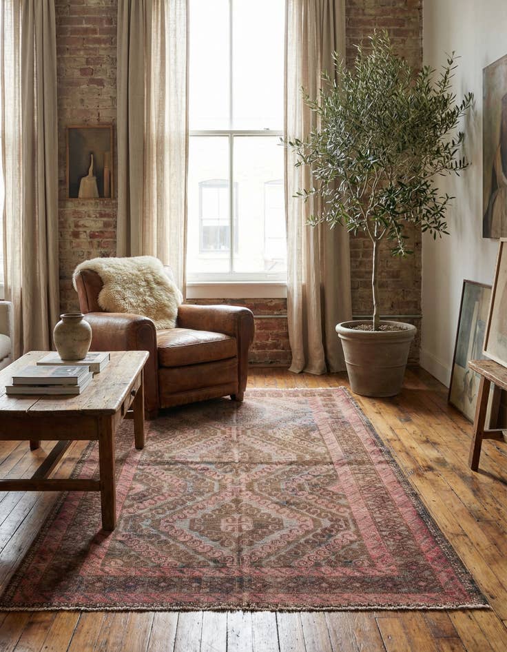 Detail image of  3' 10 x 6' 3  Hand Knotted Ultra Vintage Persian Wool Rug