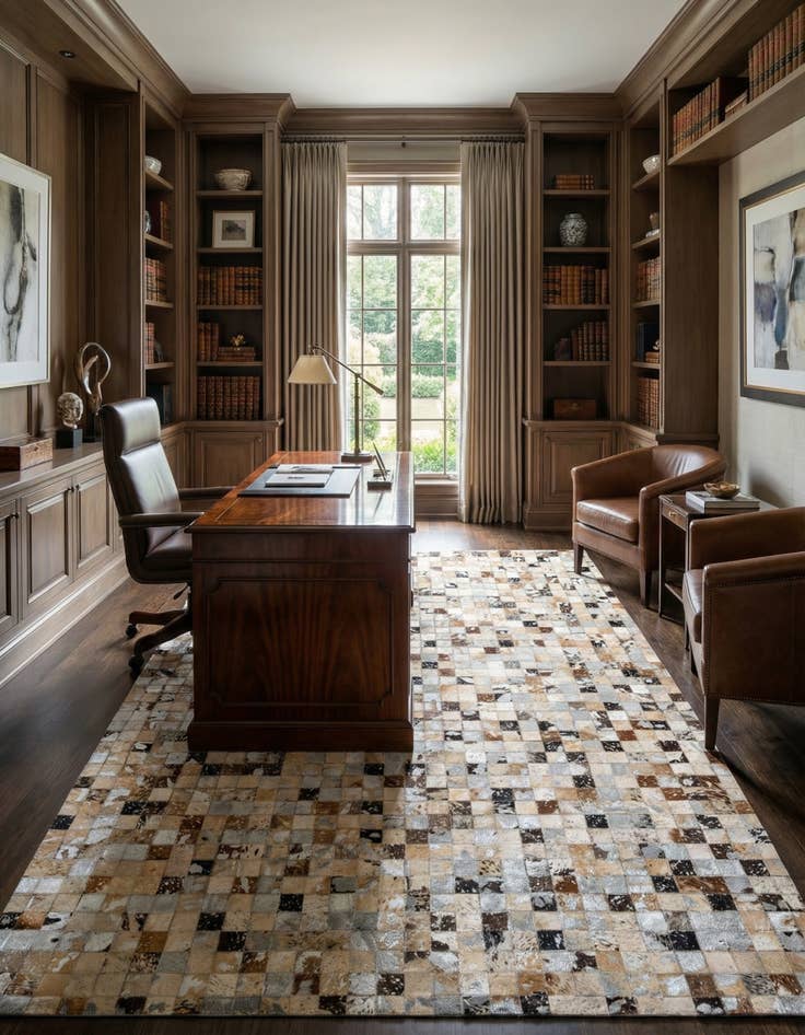 Detail image of 5' 2 x 7' 3 Cowhide Stocks Rug