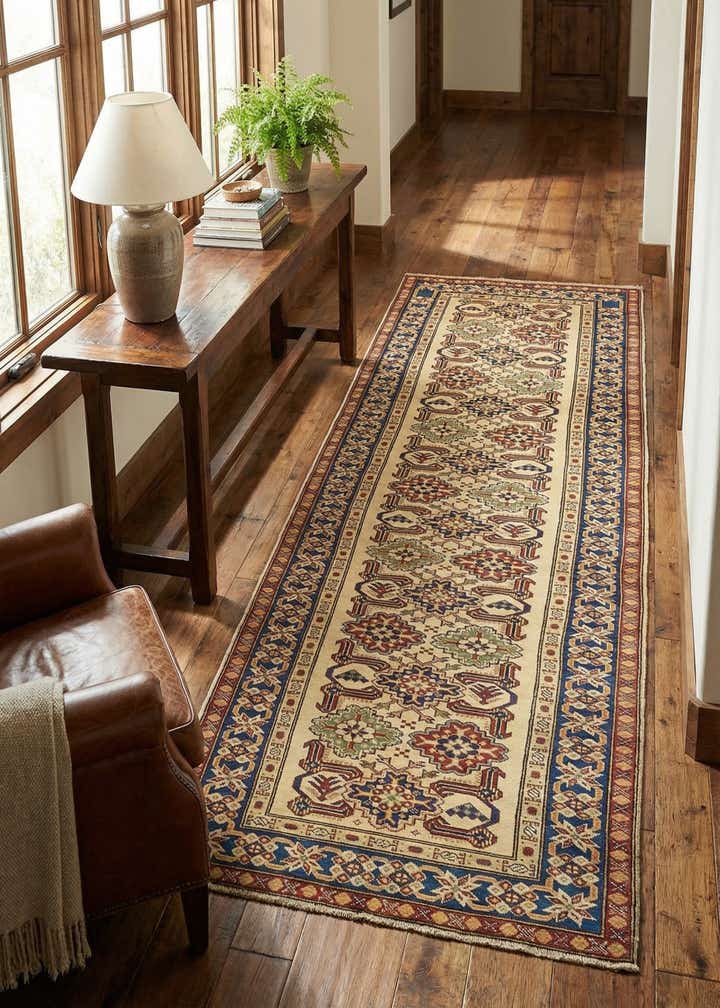 2' 9 x 9' 3 Hand Knotted Kazak Runner Rug