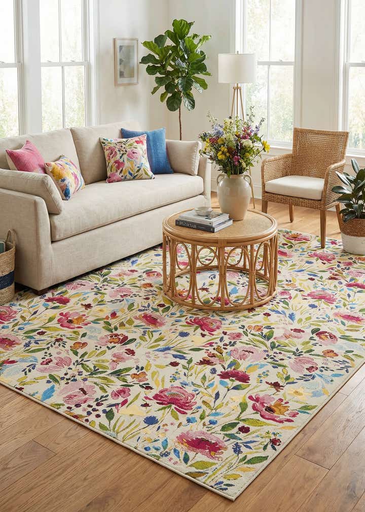 7' 10 x 11' Easy-Clean Botanical Indoor / Outdoor Rug