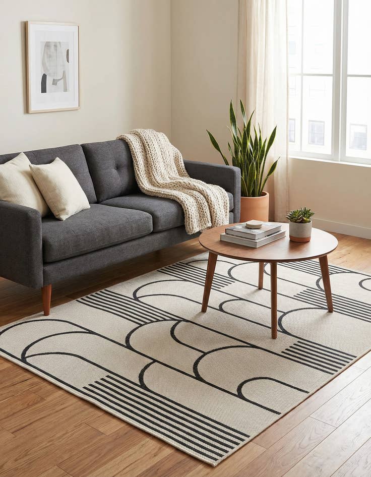 Detail image of 4' x 6' Easy-Clean Modern Indoor / Outdoor Rug