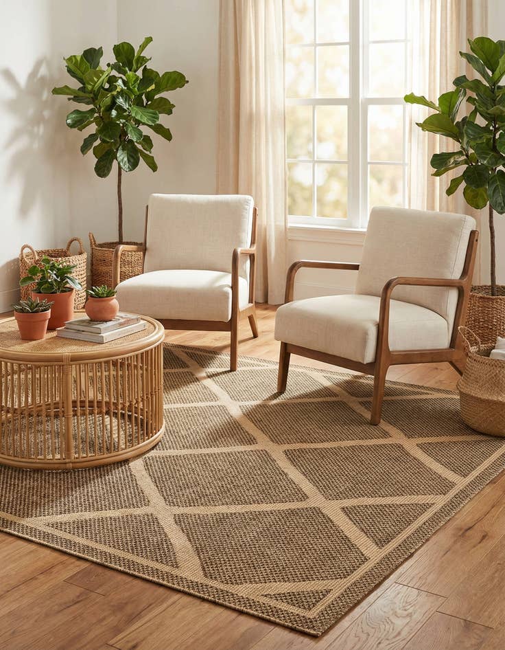 Detail image of  7' x 10'  Washable Lattice Indoor / Outdoor Rug