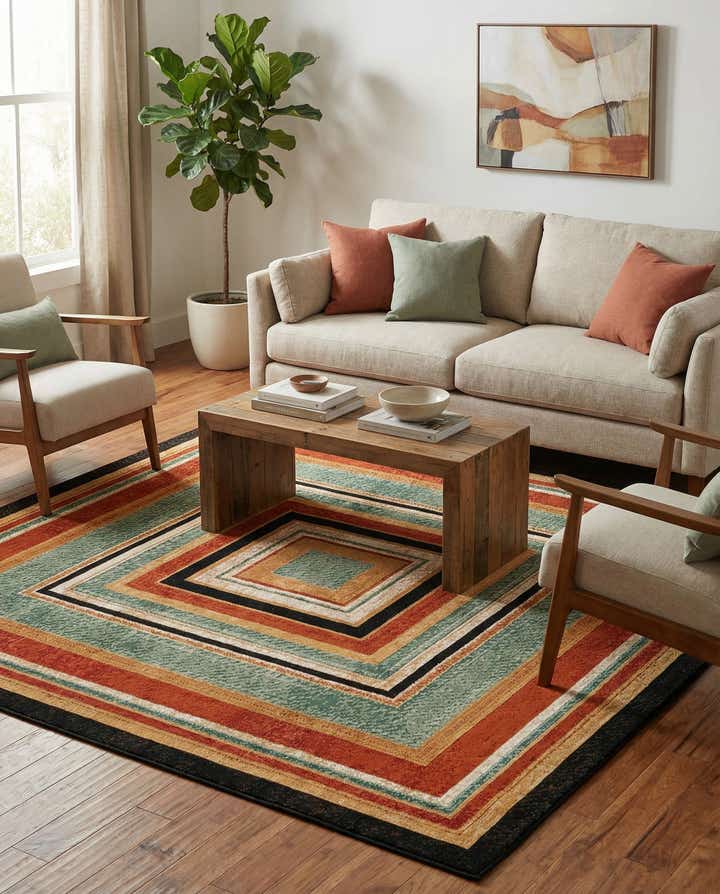 7' 10 x 7' 10 Easy-Clean Modern Indoor / Outdoor Square Rug