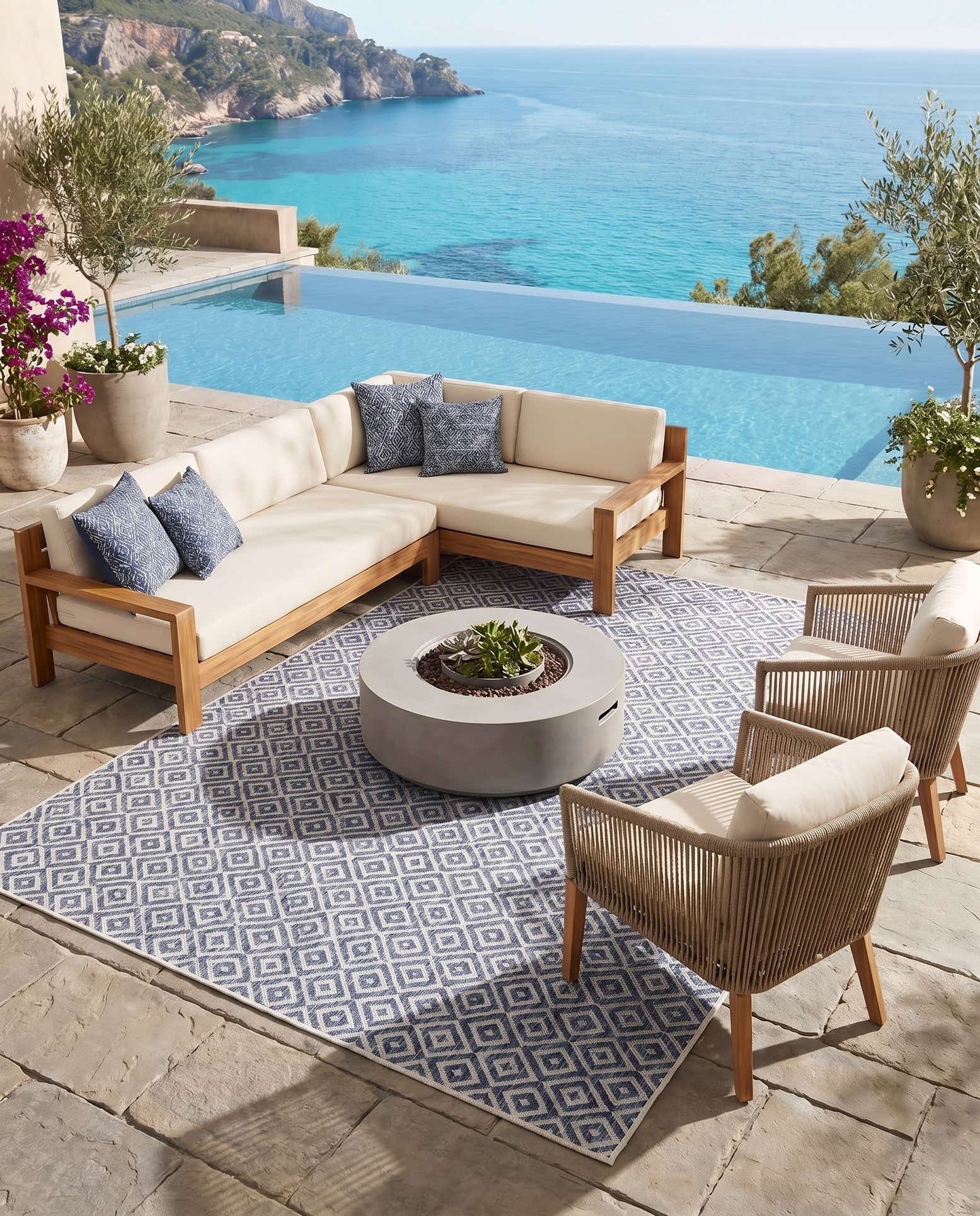7' 10 x 10' Easy-Clean Jill Zarin Costa Rica Indoor / Outdoor Rug