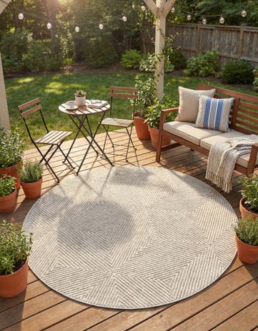 Gray Easy-Clean Sabrina Soto Indoor / Outdoor Round Rug