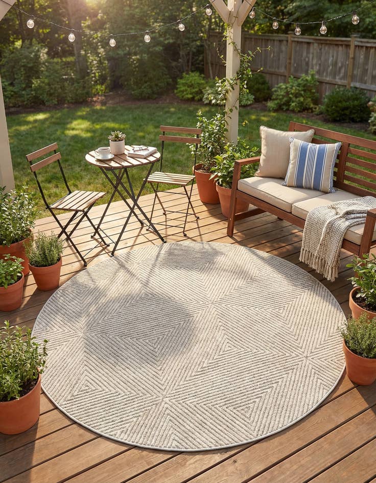 Detail image of 5' x 5'  Washable Sabrina Soto Indoor / Outdoor Round Rug