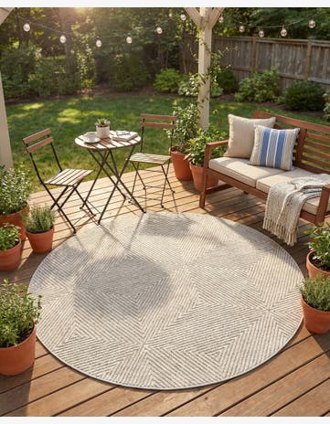 Gray Easy-Clean Sabrina Soto Indoor / Outdoor Round Rug