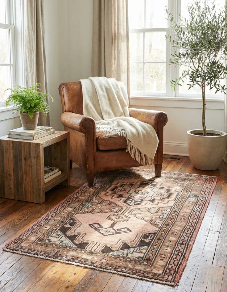 Detail image of  2' 8 x 4' 3  Hand Knotted Ultra Vintage Persian Wool Rug