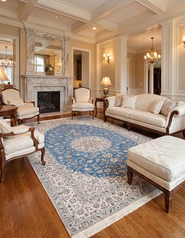 6' 8 x 10' 2 Hand Knotted Nain Rug