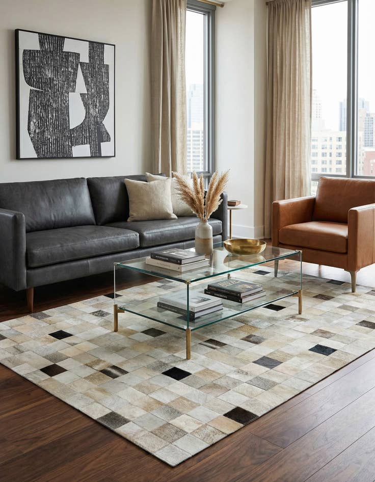 Detail image of 5' x 8' Cowhide Stocks Rug