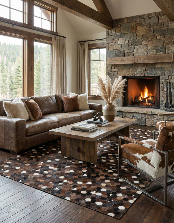 Detail image of 5' x 8' 1 Cowhide Leather Rug