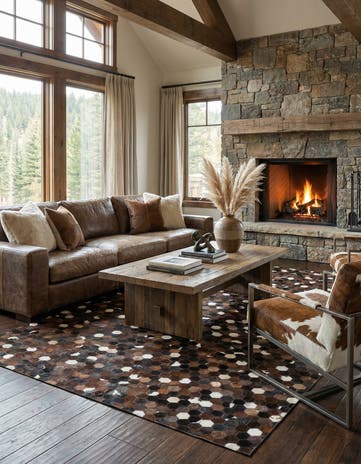 5' x 8' 1 Cowhide Leather Rug