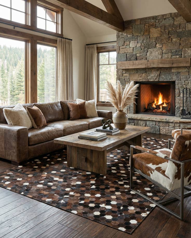 Detail image of 5' x 8' 1 Cowhide Leather Rug