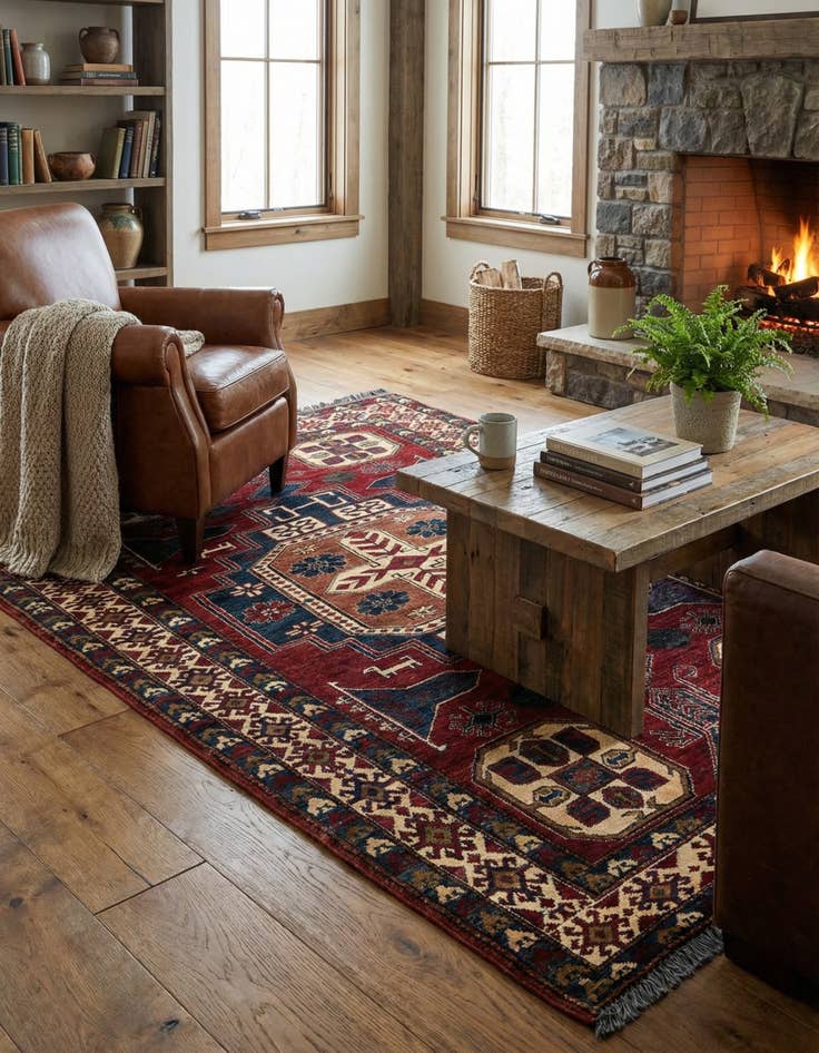 Detail image of  4' 11 x 6' 8  Hand Knotted Kazak Wool Rug