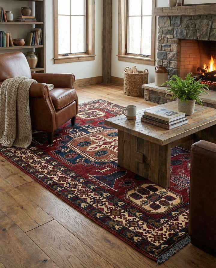 4' 11 x 6' 8 Hand Knotted Kazak Wool Rug