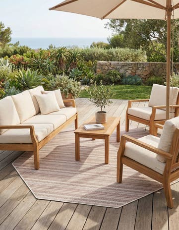 7' 10 x 7' 10 Easy-Clean Ribbon Indoor / Outdoor Octagon Rug