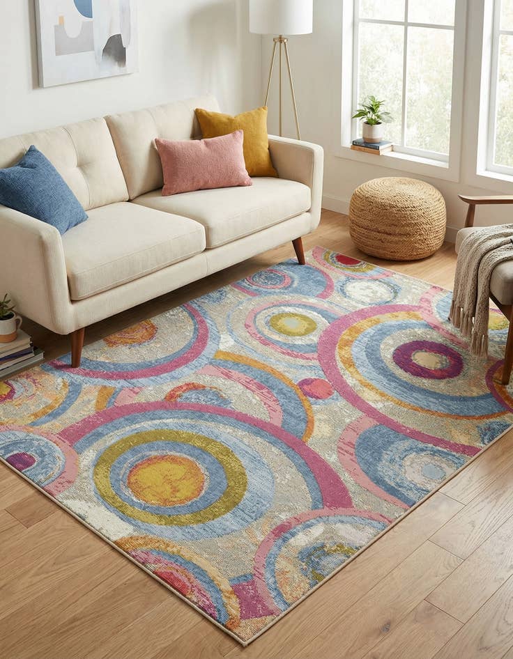 Detail image of  4' x 6'  Washable Modern Indoor / Outdoor Rug