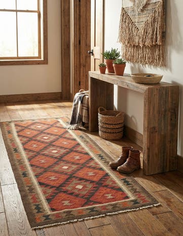 3' 3 x 6' 5 Hand Woven Kilim Maymana Wool Runner Rug