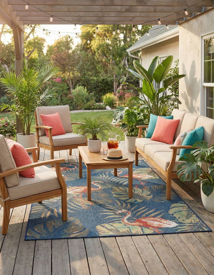 Detail image of 5' 3 x 7' 7  Washable Baja Indoor / Outdoor Rug