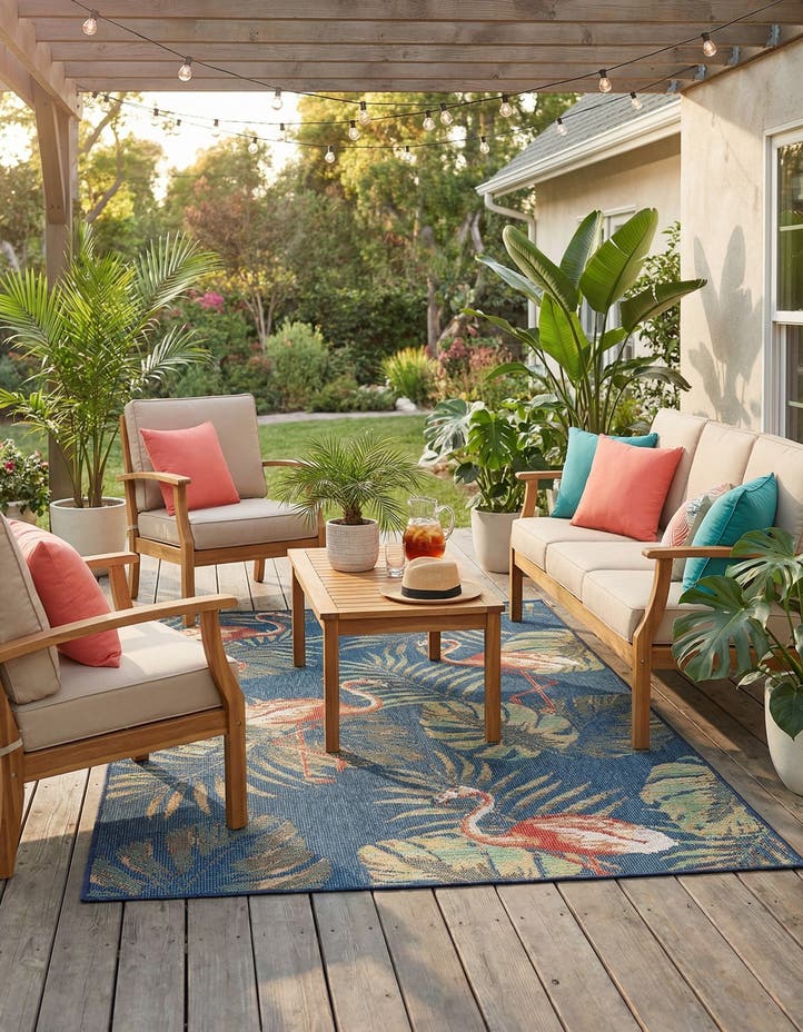 5' 3 x 7' 7 Easy-Clean Baja Indoor / Outdoor Rug