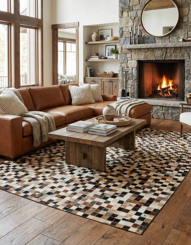 Detail image of 5' x 7' 11 Cowhide - Patchwork Rug