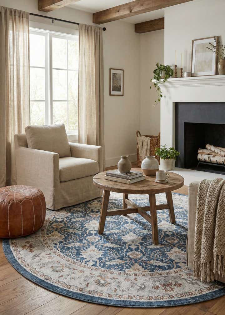 7' 10 x 7' 10 Washable Timeless Round Rug