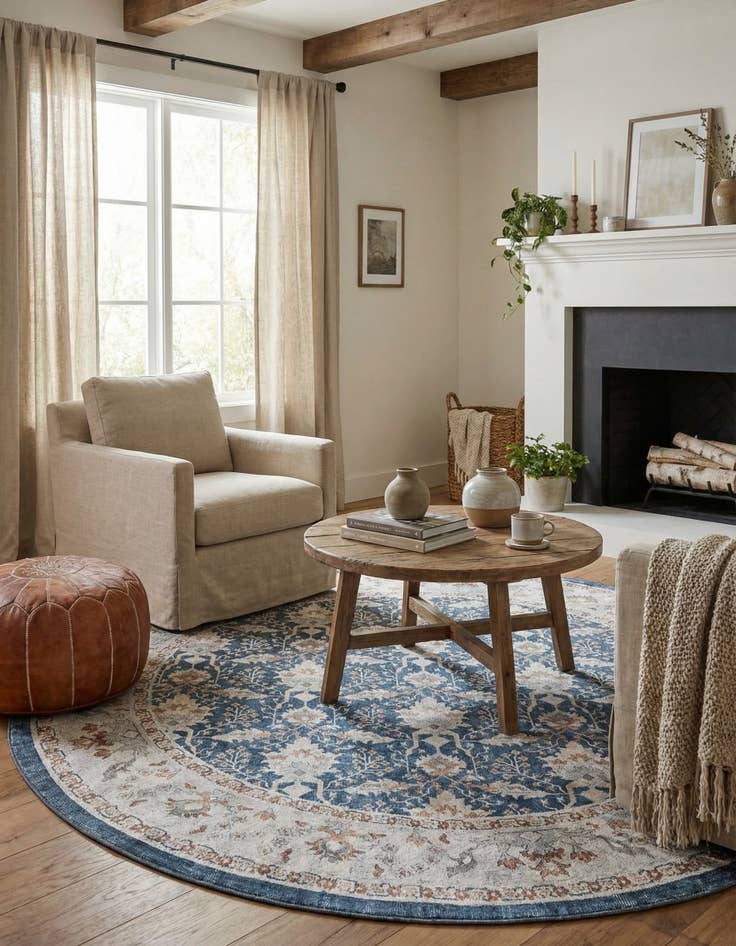 Detail image of 7' 10 x 7' 10 Washable Timeless Round Rug