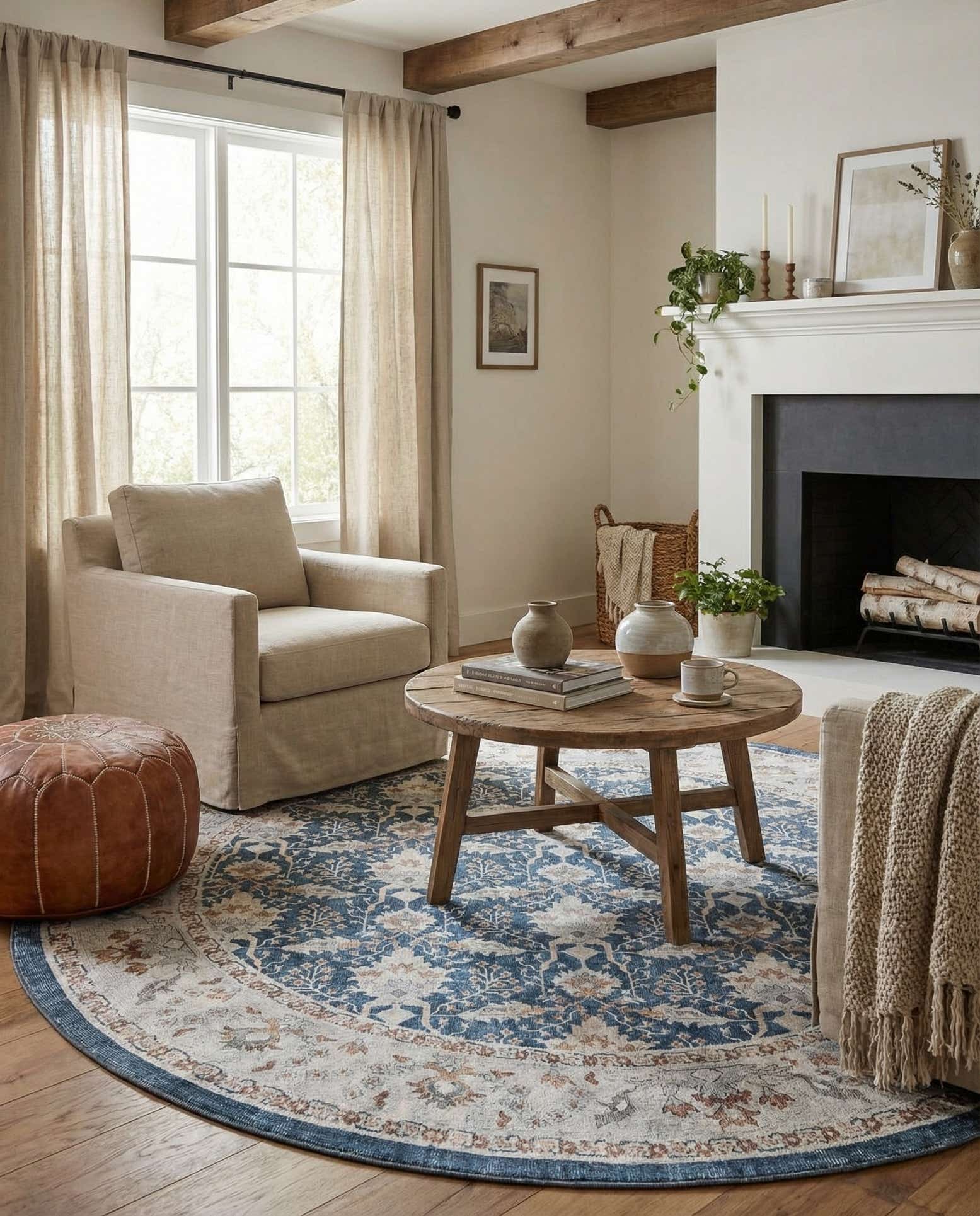 7' 10 x 7' 10 Washable Timeless Round Rug