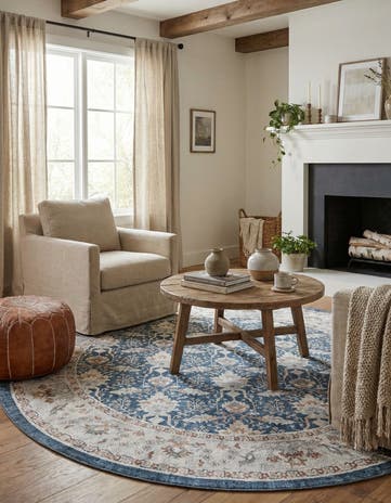 7' 10 x 7' 10 Washable Timeless Round Rug