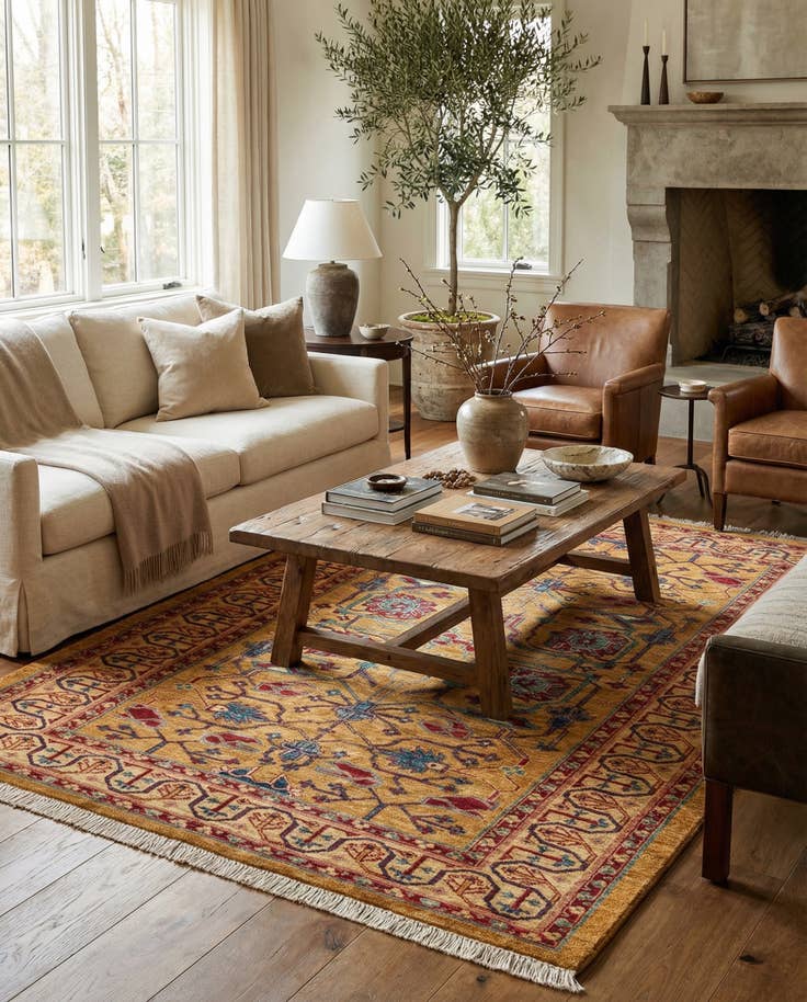 Detail image of 5' 1 x 6' 8 Hand Knotted Ziegler Wool Rug