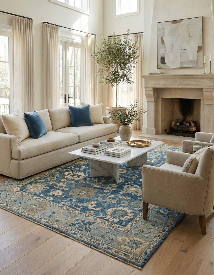 Detail image of 7' 9 x 10'  Hand Knotted Oushak Rug