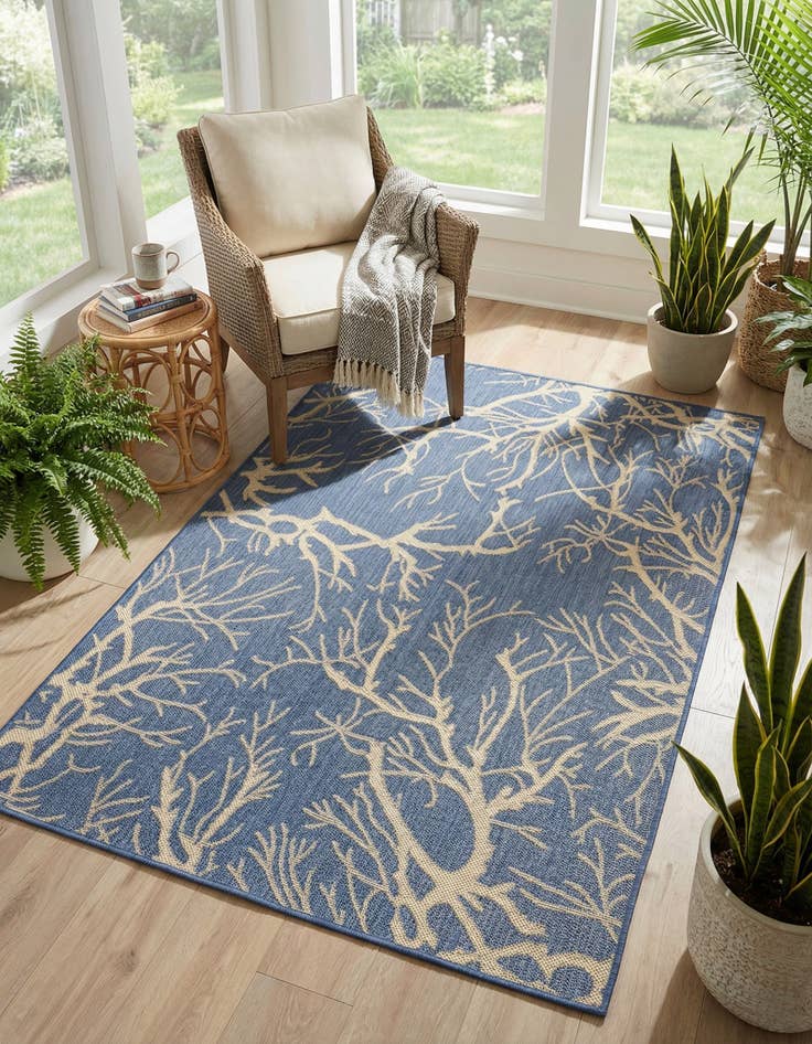 Detail image of 4' x 6' Easy-Clean Botanical Indoor / Outdoor Rug