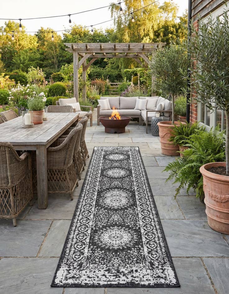 Detail image of 2' 7 x 12'  Washable Traditional Indoor / Outdoor Runner Rug