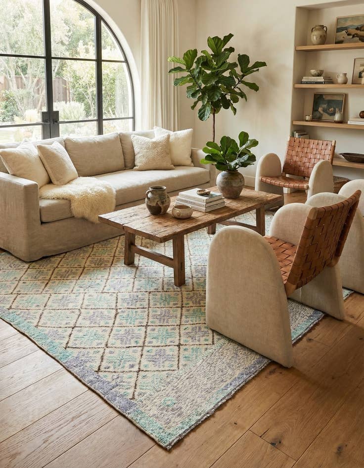 Detail image of 7' 5 x 10' 2  Hand Knotted Moroccan Wool Rug