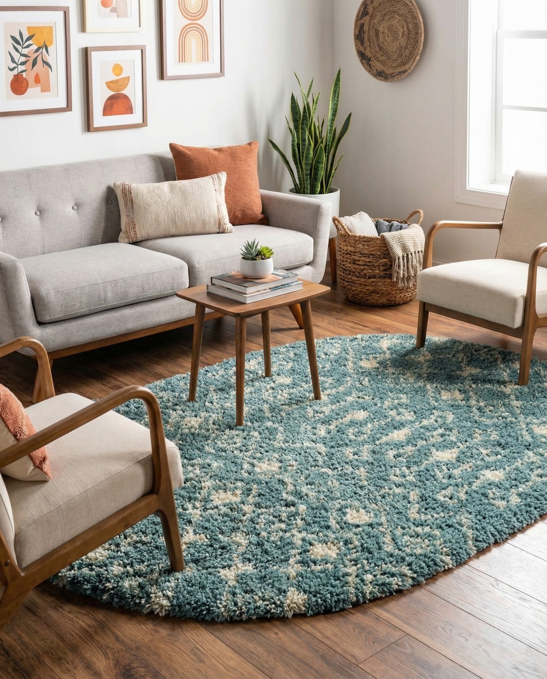  4' x 6' Moroccan Trellis Shag Oval Rug