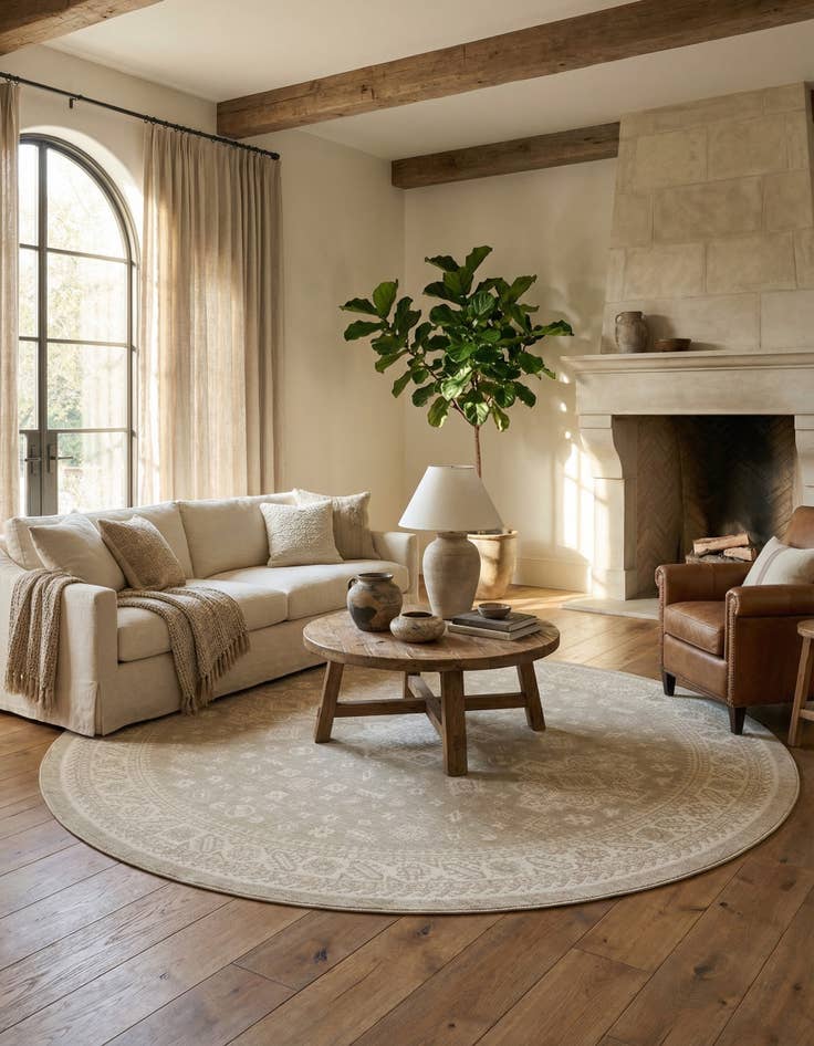 Detail image of  13' x 13'  Washable Aztec Indoor / Outdoor Round Rug