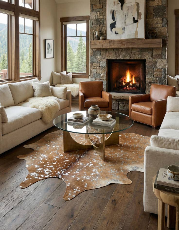 Detail image of 7' x 7' Cowhide Leather Freeform Rug