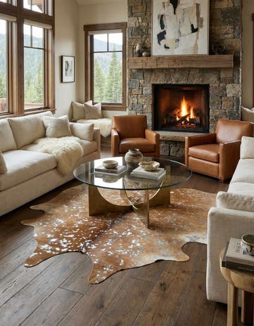 7' x 7' Cowhide Leather Freeform Rug