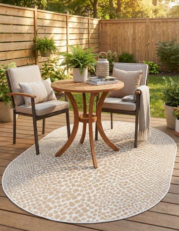 Dark Beige Easy-Clean Jill Zarin Cape Town Indoor / Outdoor Oval Rug