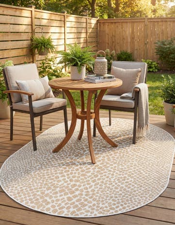 Dark Beige Easy-Clean Jill Zarin Cape Town Indoor / Outdoor Oval Rug