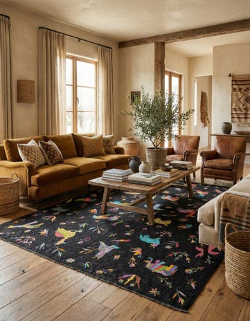 7' 2 x 9' 4 Hand Woven Kilim Suzani Wool Rug