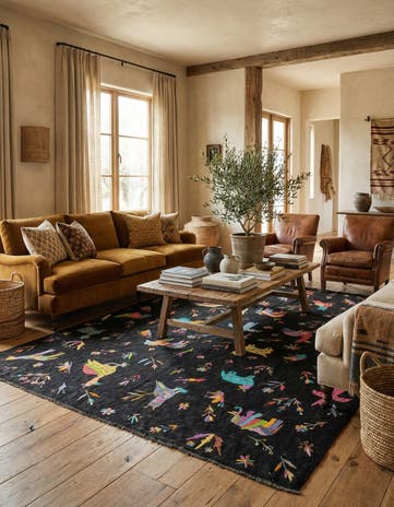 7' 2 x 9' 4 Hand Woven Kilim Suzani Wool Rug