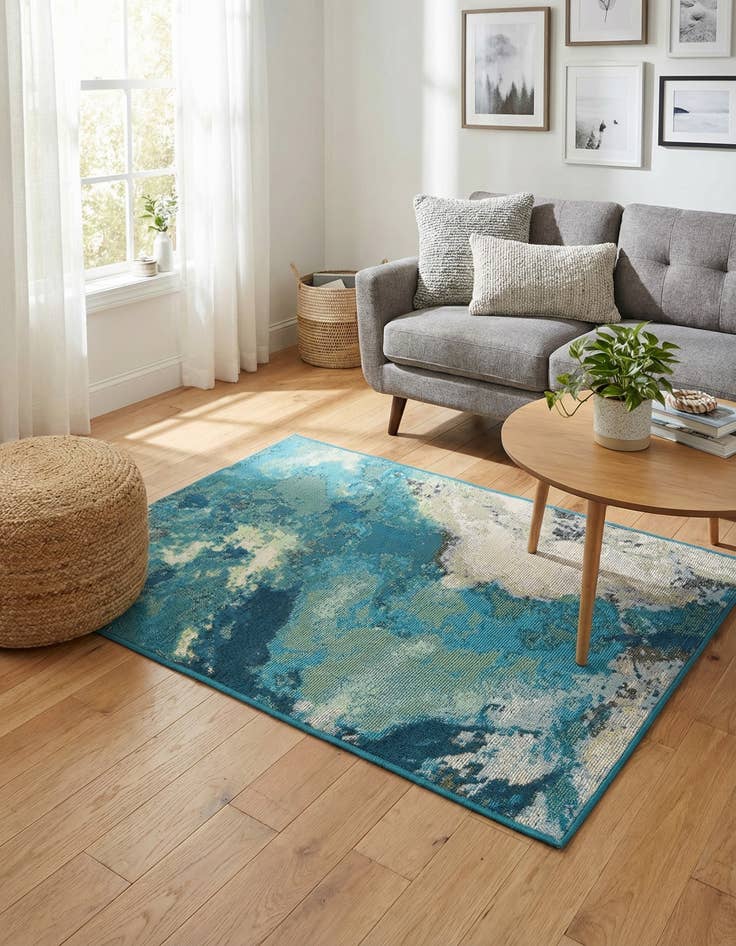 Detail image of 2' x 3' 1  Washable Modern Indoor / Outdoor Rug