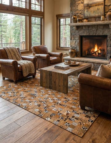5' 1 x 8' Cowhide Leather Rug
