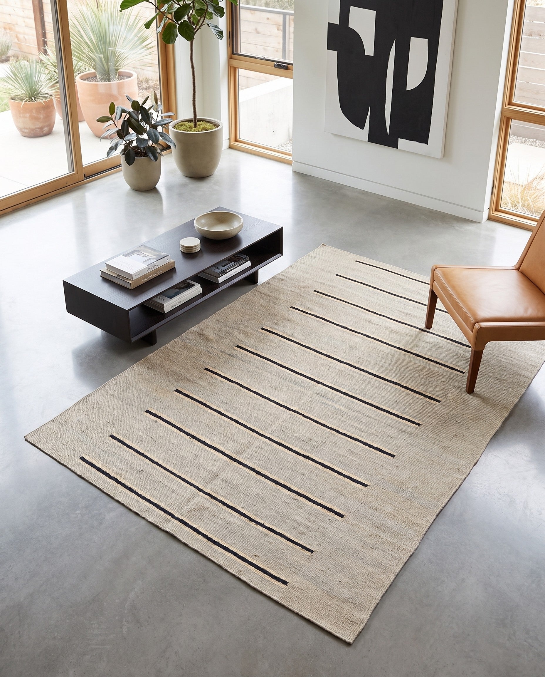 4' x 6' 1 Hand Woven Kilim Modern Wool Rug