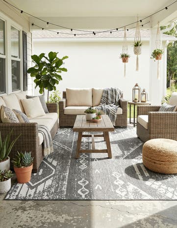 6' x 9' Easy-Clean Bohemian Indoor / Outdoor Rug