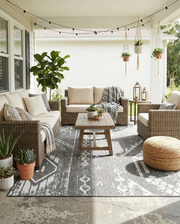 Detail image of 6' x 9' Easy-Clean Bohemian Indoor / Outdoor Rug