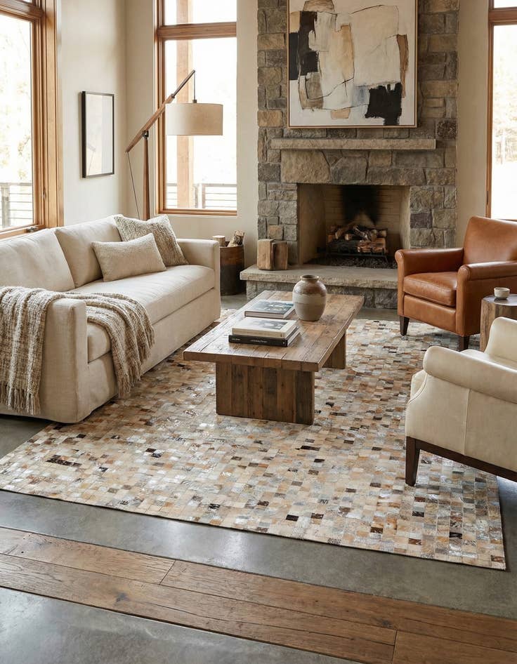 Detail image of 5' 5 x 7' 8 Cowhide Stocks Rug