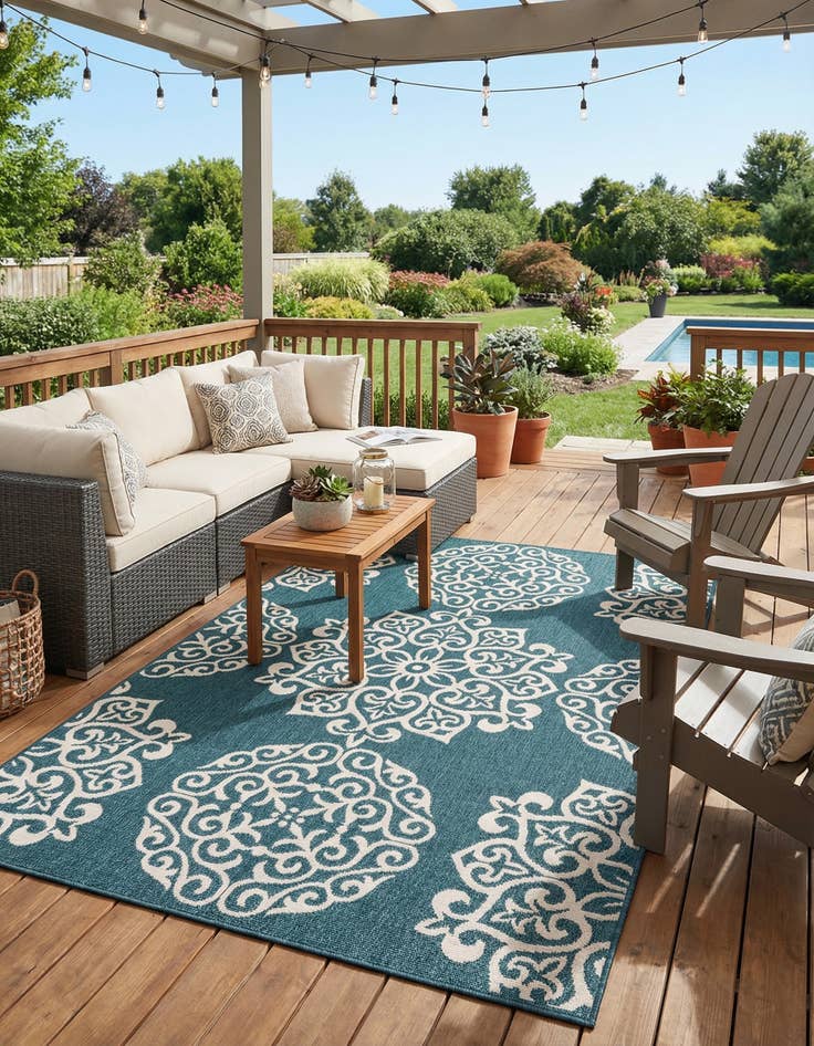 Detail image of 5' 3 x 7' 7  Washable Modern Indoor / Outdoor Rug